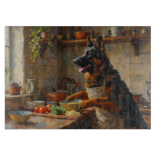Belgian Shepherd Cooking in Kitchen Cutting Board