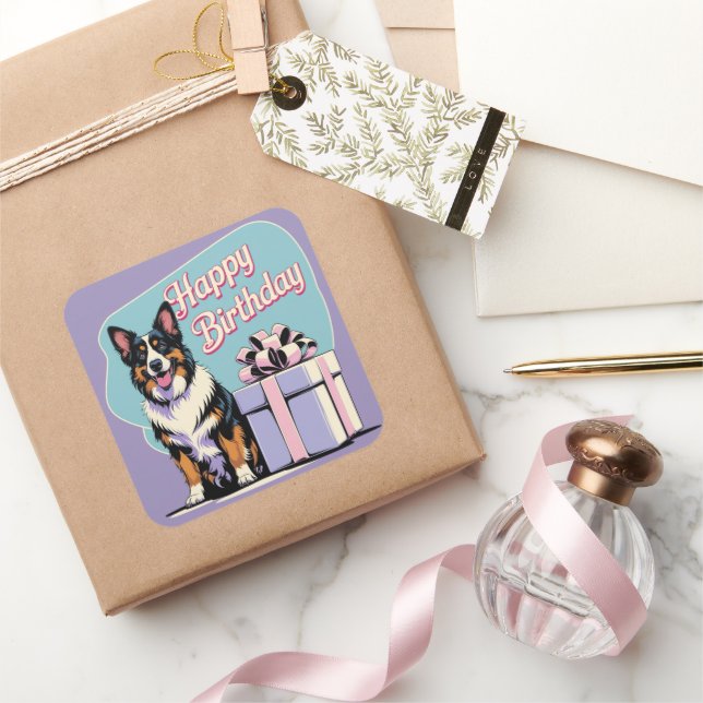 Belgian Shepherd Dog Colourful  Square Sticker (Gifting)