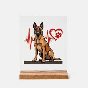 Belgian Shepherd Dog Heartbeat Paw Heart Acrylic Sign
