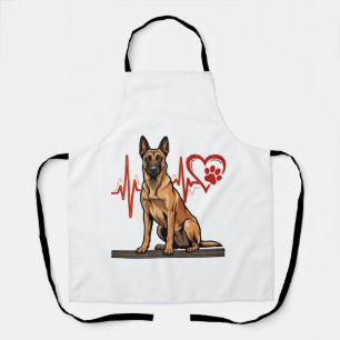 Belgian Shepherd Dog Heartbeat Paw Heart Apron
