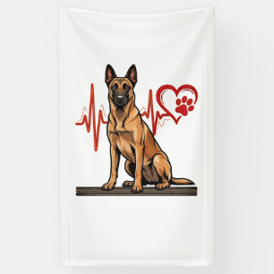 Belgian Shepherd Dog Heartbeat Paw Heart Banner