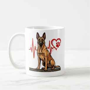 Belgian Shepherd Dog Heartbeat Paw Heart Coffee Mug