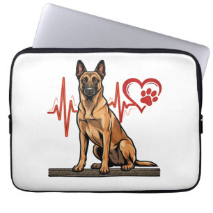 Belgian Shepherd Dog Heartbeat Paw Heart Laptop Sleeve