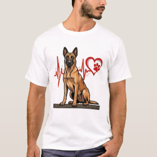Belgian Shepherd Dog Heartbeat Paw Heart T-Shirt