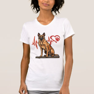 Belgian Shepherd Dog Heartbeat Paw Heart T-Shirt