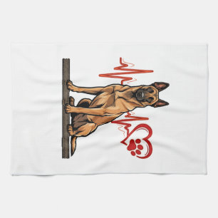 Belgian Shepherd Dog Heartbeat Paw Heart Tea Towel