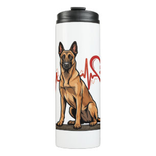Belgian Shepherd Dog Heartbeat Paw Heart Thermal Tumbler