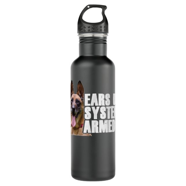 Belgian Shepherd Dog I Malinois I Ears Up System A 710 Ml Water Bottle (Front)
