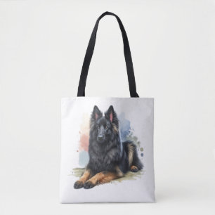 Belgian Shepherd Dog in Watercolor Tote Bag
