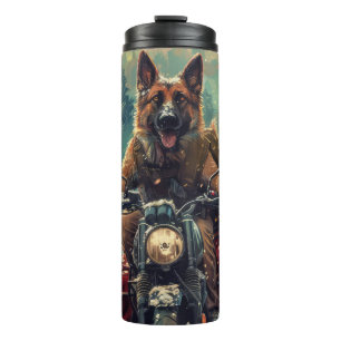 Belgian Shepherd Dog Riding Motorcycle Christmas Thermal Tumbler