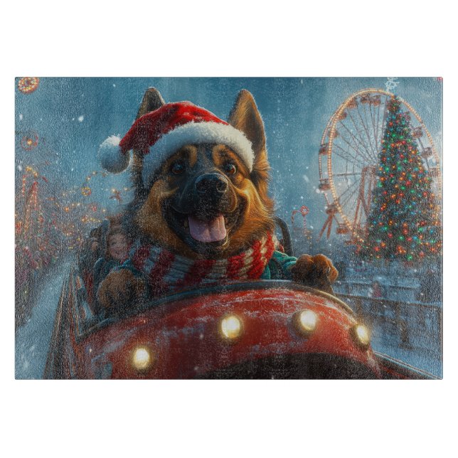 Belgian Shepherd Dog Roller Coaster Christmas Cutting Board (Front)