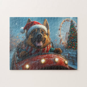 Belgian Shepherd Dog Roller Coaster Christmas Jigsaw Puzzle