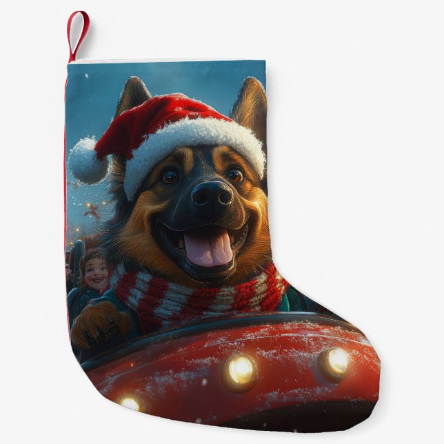 Belgian Shepherd Dog Roller Coaster Christmas Small Christmas Stocking (Front)