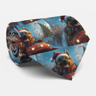 Belgian Shepherd Dog Roller Coaster Christmas Tie