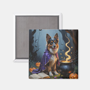 Belgian Shepherd Dog Whimsical Halloween Painting Magnet