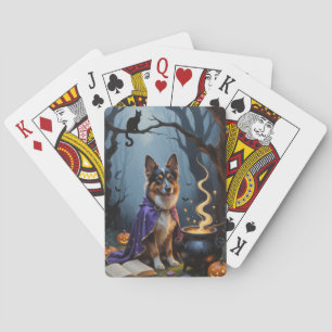 Belgian Shepherd Dog Whimsical Halloween Painting Playing Cards