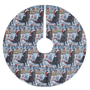 Belgian Shepherd Dog Winter Wonderland Christmas Brushed Polyester Tree Skirt