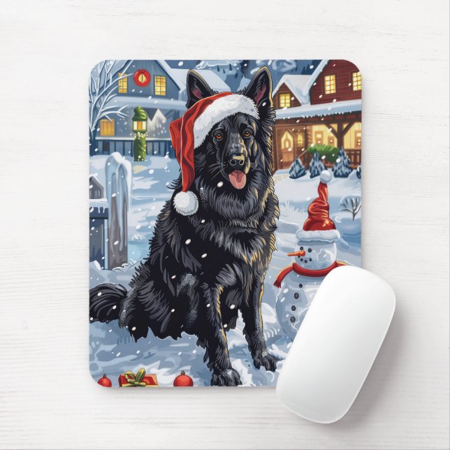 Belgian Shepherd Dog Winter Wonderland Christmas  Mouse Mat (With Mouse)