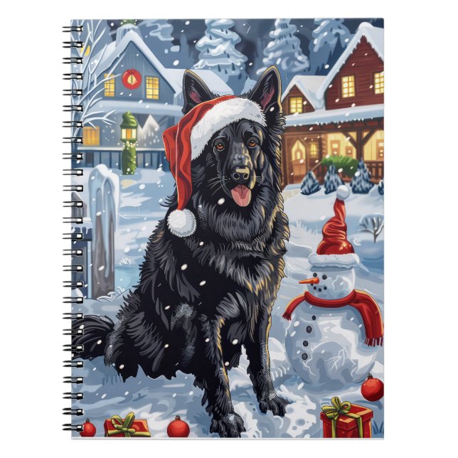 Belgian Shepherd Dog Winter Wonderland Christmas  Notebook (Front)