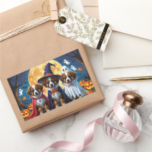 Belgian Shepherd Dogs Pumpkin Halloween Funny Rectangular Sticker