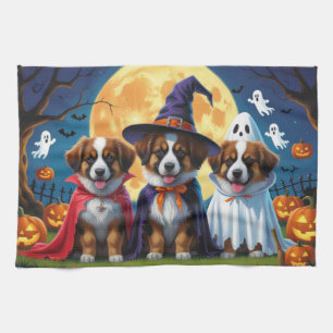 Belgian Shepherd Dogs Pumpkin Halloween Funny Tea Towel