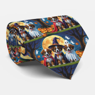 Belgian Shepherd Dogs Pumpkin Halloween Funny Tie