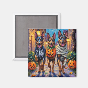 Belgian Shepherd Dogs Trick-or-Treating Halloween Magnet