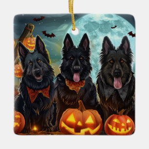 Belgian Shepherd Halloween Spooky Ceramic Ornament