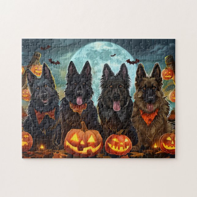 Belgian Shepherd Halloween Spooky Jigsaw Puzzle (Horizontal)