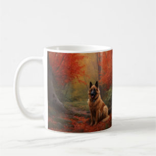Belgian Shepherd in Autumn Leaves Fall Inspire  Coffee Mug
