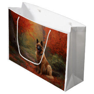Belgian Shepherd in Autumn Leaves Fall Inspire  Large Gift Bag