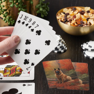 Belgian Shepherd in Autumn Leaves Fall Inspire Playing Cards