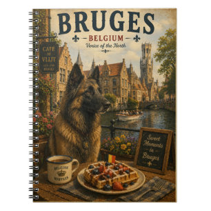 Belgian Shepherd in Bruges Vintage Travel Art Notebook