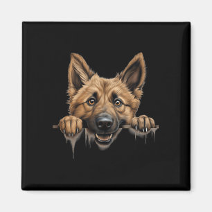 Belgian Shepherd Laekenois Dog Mum Dad Peeking Magnet