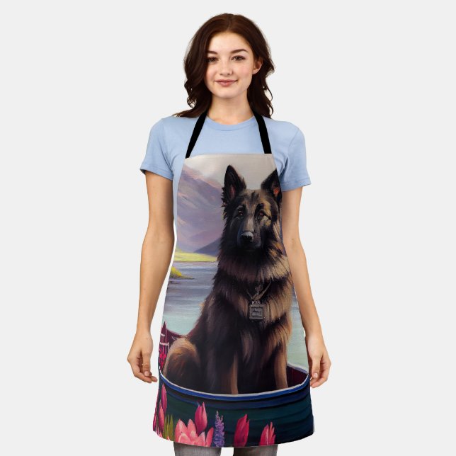 Belgian Shepherd on a Paddle: A Scenic Adventure Apron (Worn)