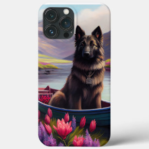 Belgian Shepherd on a Paddle: A Scenic Adventure iPhone 13 Pro Max Case