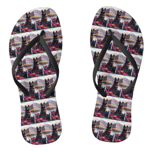 Belgian Shepherd on a Paddle: A Scenic Adventure Flip Flops (Footbed)