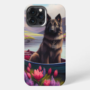 Belgian Shepherd on a Paddle: A Scenic Adventure iPhone 13 Pro Max Case