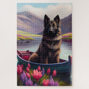 Belgian Shepherd on a Paddle: A Scenic Adventure Jigsaw Puzzle