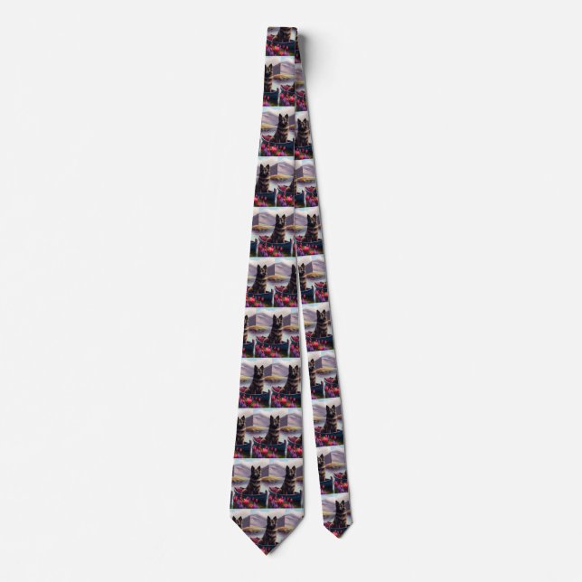Belgian Shepherd on a Paddle: A Scenic Adventure Tie (Front)