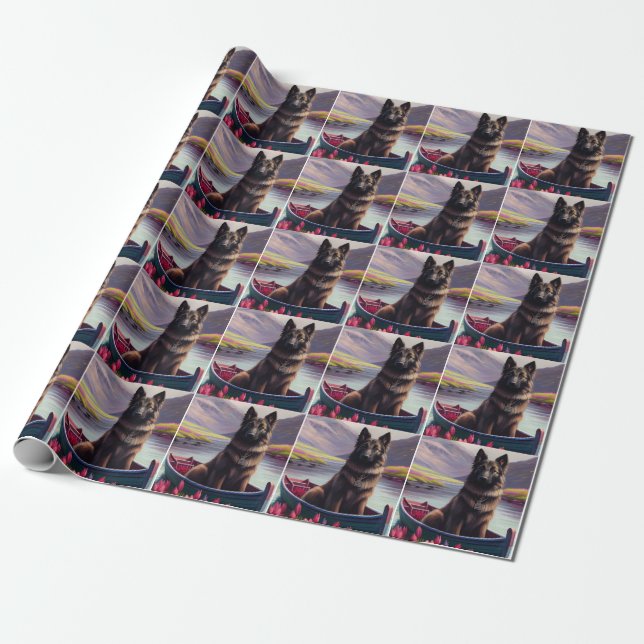Belgian Shepherd on a Paddle: A Scenic Adventure Wrapping Paper (Unrolled)