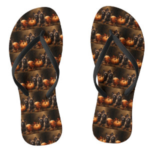 Belgian Shepherd Puppy Autumn Delight Pumpkin Flip Flops