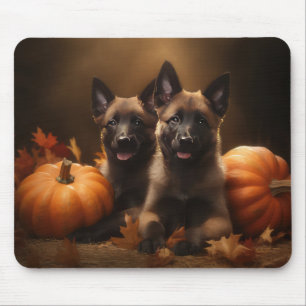 Belgian Shepherd Puppy Autumn Delight Pumpkin Mouse Mat