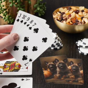 Belgian Shepherd Puppy Autumn Delight Pumpkin Playing Cards