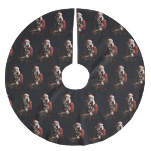 Belgian Shepherd Santa Claus Festive Christmas Brushed Polyester Tree Skirt