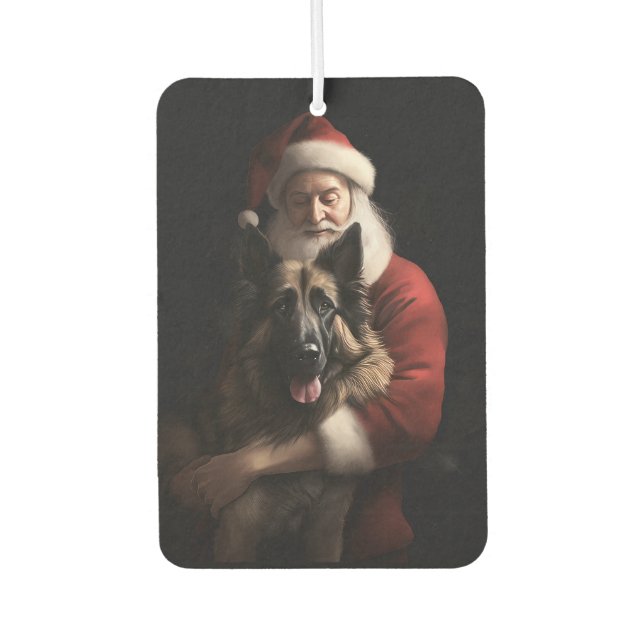Belgian Shepherd Santa Claus Festive Christmas Car Air Freshener (Front)
