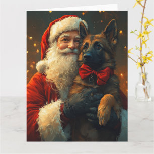 Belgian Shepherd Santa Claus Festive Christmas Card