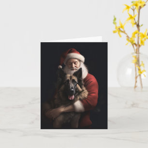Belgian Shepherd Santa Claus Festive Christmas Card