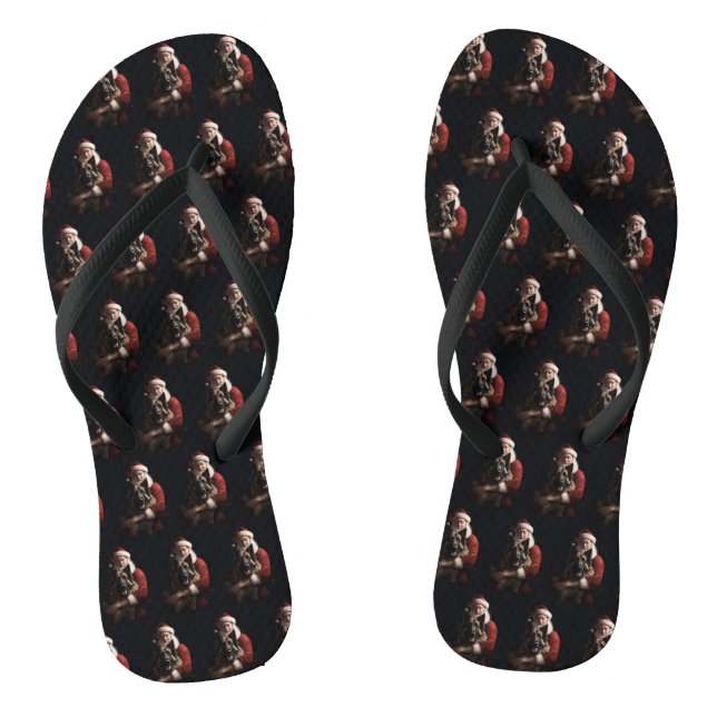 Belgian Shepherd Santa Claus Festive Christmas Flip Flops (Footbed)