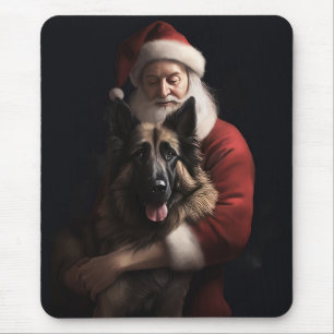 Belgian Shepherd Santa Claus Festive Christmas Mouse Mat